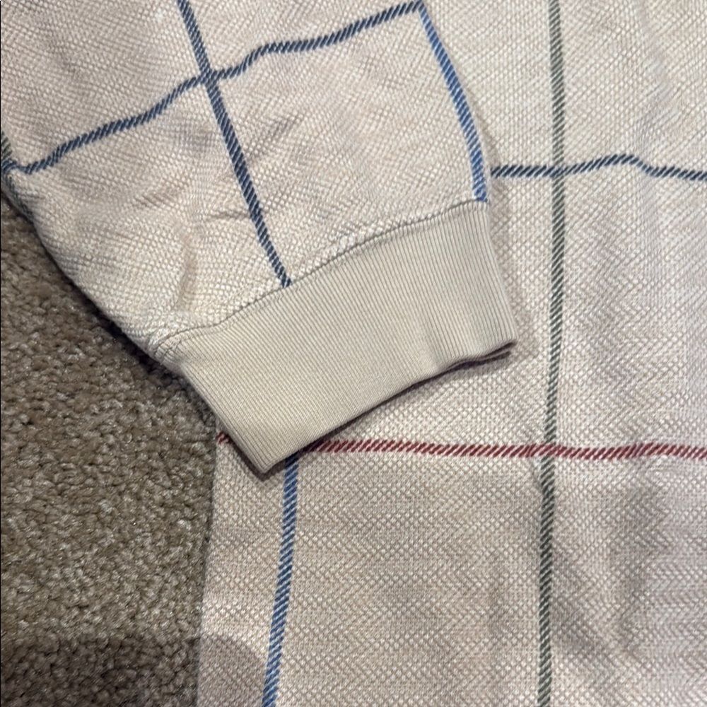 Chaps Cream Polo Shirt with Classic Windowpane Pattern - Picture 3 of 4